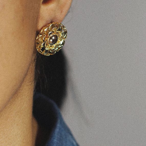 Elegant 18K Rose & Yellow Gold Floral Sun Earrings - image 1