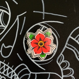 Adesivo per tatuaggio floreale Old School con fiori
