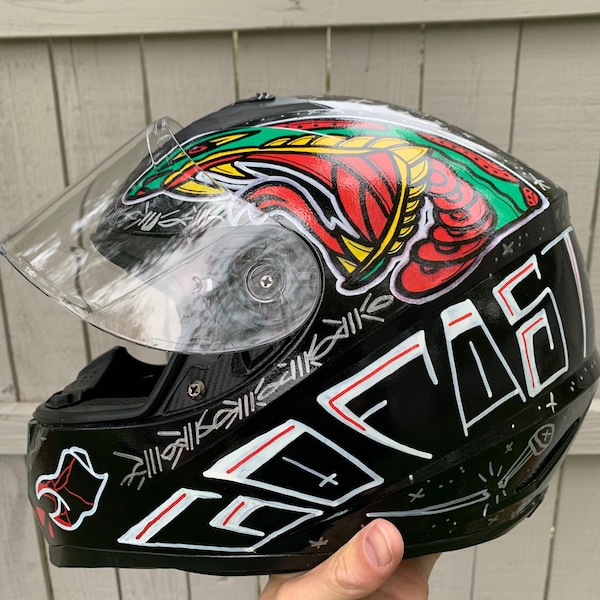 Hand Painted Motorcycle Helmet Custom Traditional Motorcycle