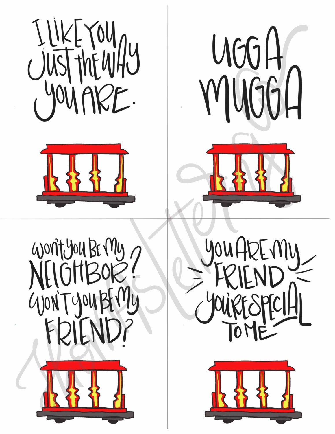 Daniel Tiger Themed Printable Valentines Hand Drawn & - Etsy