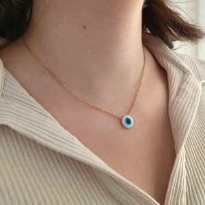 Naszyjnik z zawieszką Lucky Evil Eye, delikatny naszyjnik warstwowy, naszyjnik ochronny, naszyjnik Kabbalah Evil Eye, minimalistyczny naszyjnik dla kobiet