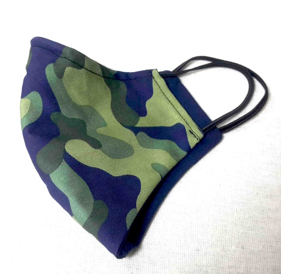 green camouflage adult size Washable reusable single layer fabric face mask