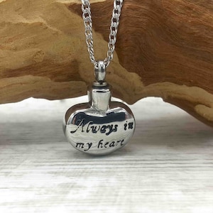 Memorial Heart Urn Necklace - Stainless Steel Memorial Keepsake