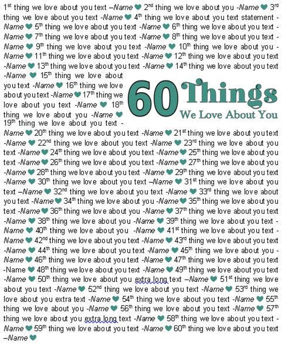 16x Template In Microsoft Word For 60 Things We Love Etsy
