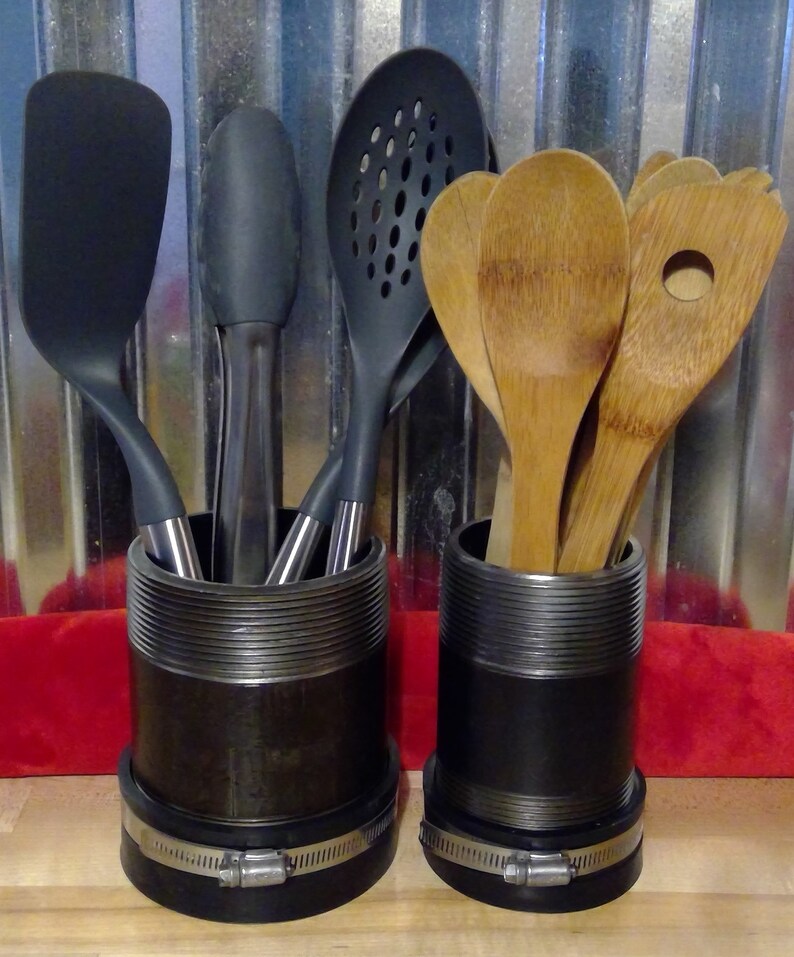 Kitchen Utensil Holder Industrial Pipe Black Iron Pipe Pipe Tool Caddy