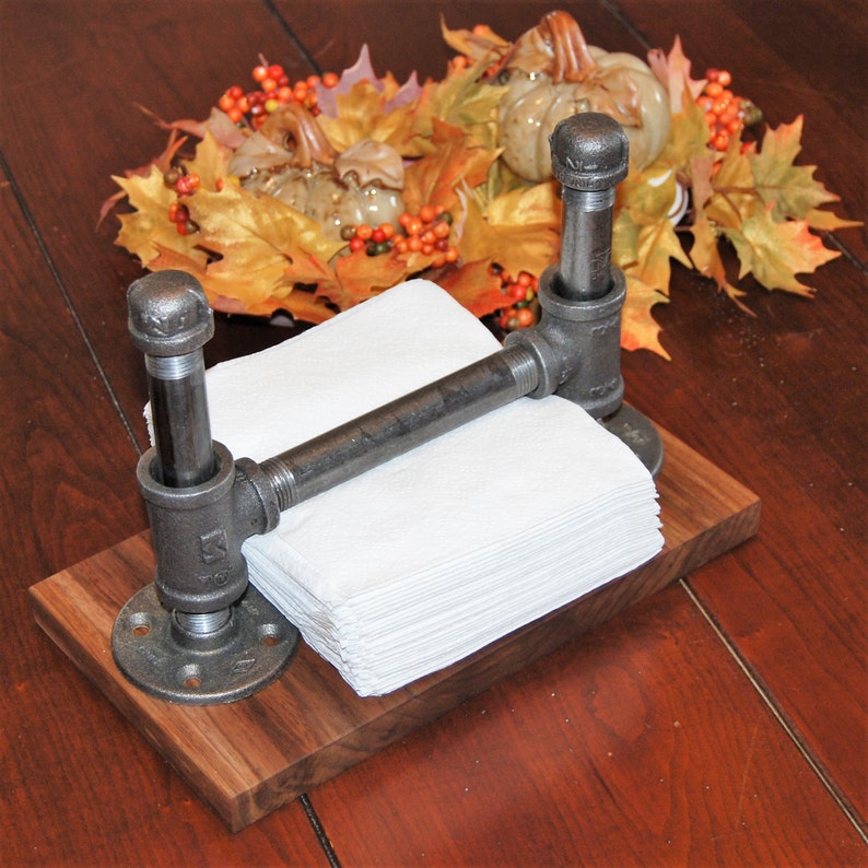 Industrial pipe napkin holder walnut napkin holder steampunk Etsy
