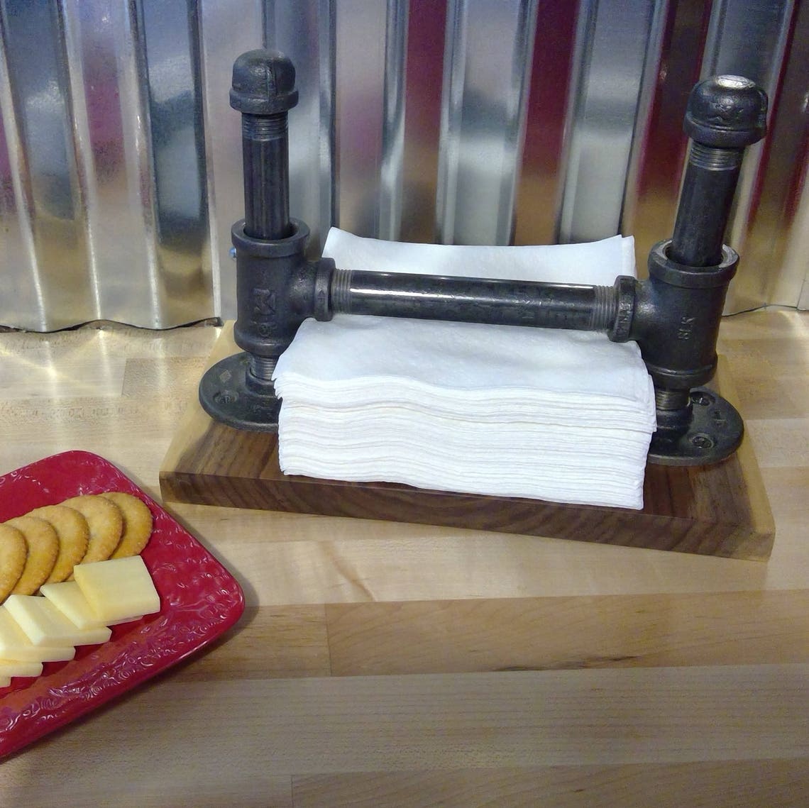Industrial pipe napkin holder walnut napkin holder steampunk Etsy