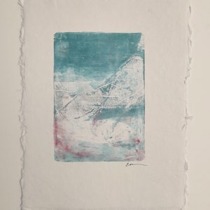 Monotype Painting on Paper (Print) Titled   &quot;Tropical Rain&quot;     Monoprints/ Printmaking