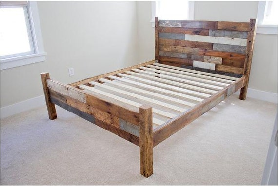 Reclaimed Wood Bed Frame w/ Head/Foot board | Etsy