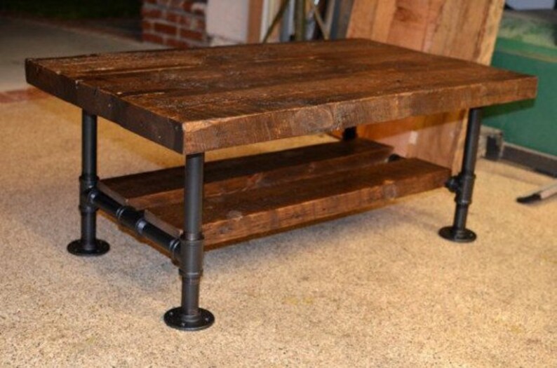 Reclaimed Solid Wood & Iron Pipe Coffee Table Etsy
