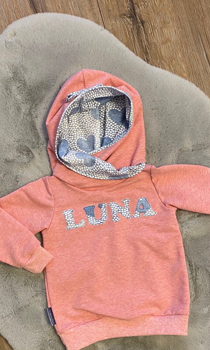 Sweater Personalized Name Hoodie with Hood and Wrap Collar Girls Kids Clothes
