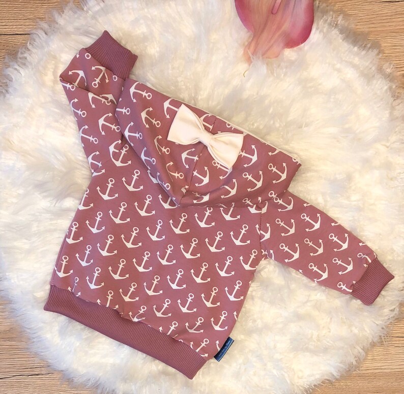 Sweater Hoodie with Hood and Wrap Collar Babygirl Girl Baby Clothes Kids Clothes Anchor