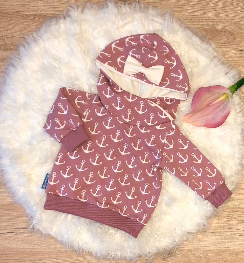Sweater Hoodie with Hood and Wrap Collar Babygirl Girl Baby Clothes Kids Clothes Anchor