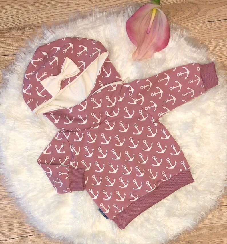 Sweater Hoodie with Hood and Wrap Collar Babygirl Girl Baby Clothes Kids Clothes Anchor