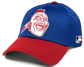 Gorra vintage azul y roja de los Atlanta Braves MLB OC Sports 1972, ajuste elástico flexible, talla M/L