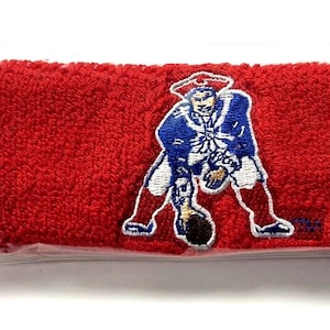 New England Patriots NFL Licensed Vintage Throwback Red Headband Sweatband Adult Size