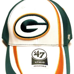 Green Bay Packers NFL '47 Vintage Offset Logo White MVP Crank Hat Cap Adult Men's Adjustable
