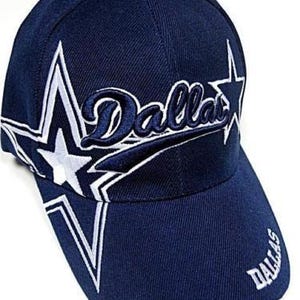 Dallas City Blue Hat Cap Script Visor Embroidered Signature Cowboys Double Star Logo
