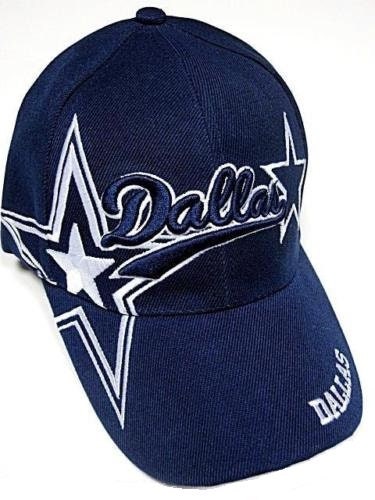 Dallas City Blue Hat Cap Script Visor Embroidered Signature Cowboys Double Star Logo