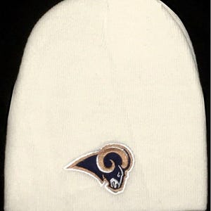 Los Angeles Rams NFL Team Apparel White Cuffless Knit Hat Cap Adult Beanie
