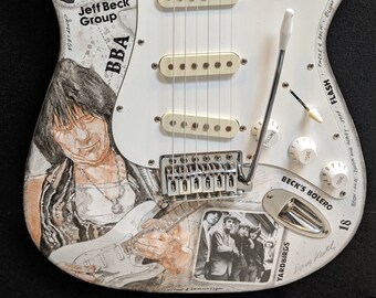 Illustrated Electric Guitar Featuring Jeff Beck - Etsy