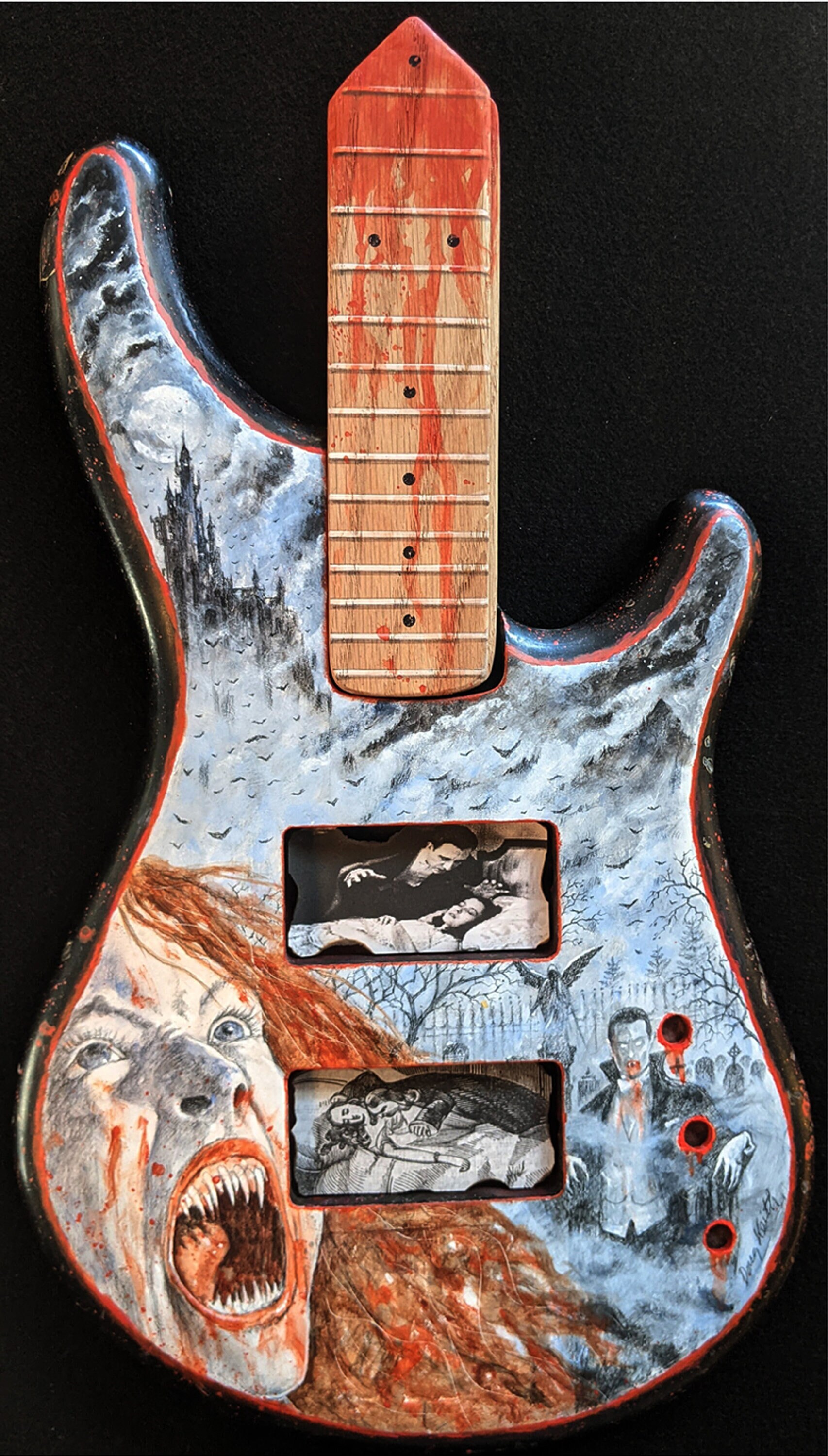 Vampire Theme Illustrated Guitar Body - Etsy