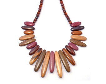 Unique boho jewelry eco jewelry exotic wood string pendant necklace - Arrows - EE403