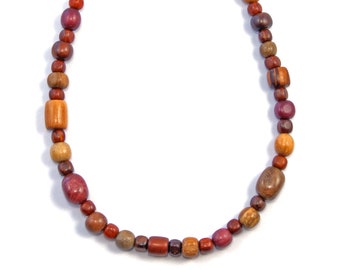 Tica Surf Unique String Exotic Wood Necklace - Simple Beads Ovals - Ee228