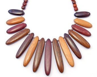 Unique boho jewelry eco jewelry exotic wood string pendant necklace - Tribal Arrows Simple - EE401
