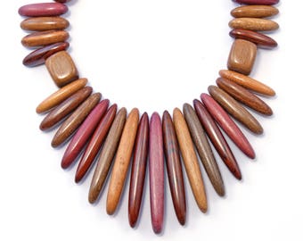 Handmade Exotic Wood Pendant Necklace - Tribal Arrow Design