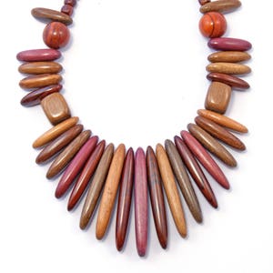 Unique tribal boho jewelry eco jewelry exotic wood string pendant necklace - Fancy Tribal Arrows - EE406