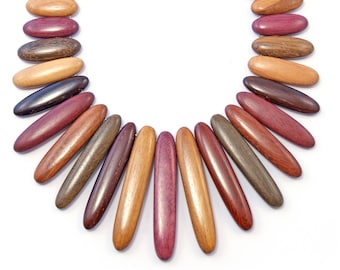 Unique boho jewelry eco jewelry exotic wood string pendant necklace - Tribal Arrows - EE404