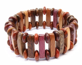 Exotic handmade wooden jewelry cuff bracelet tropical wood beads - EE1802