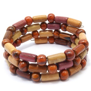 Exotic handmade wooden jewelry memory bracelet wood beads - EE17309