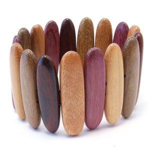 Exotic handmade wooden jewelry cuff bracelet tropical wood beads - EE1716