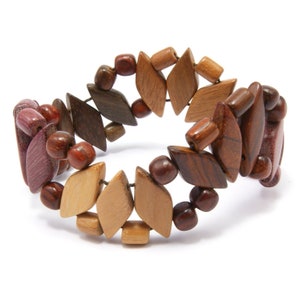 Exotic handmade wooden jewelry cuff bracelet tropical wood beads - EE1848