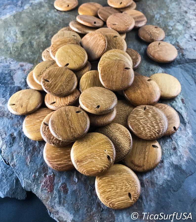 Flat Round Disk Natural Wood Beads Unstained Varnished Etsy
