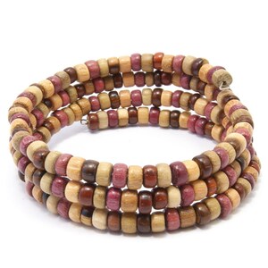 Exotic handmade wooden jewelry memory bracelet wood beads - EE17312