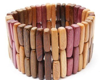 Exotic handmade wooden jewelry cuff bracelet tropical wood beads - EE1902