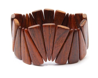 Exotic handmade wooden jewelry cuff bracelet tropical wood beads - EE1837