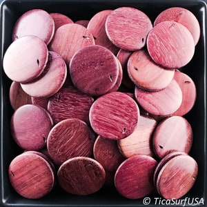 Flat round disk natural wood beads unstained varnished handmade 33mm beads supplies for jewelry making DIY - 10Pcs