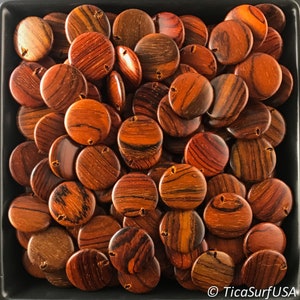 Flat round disk natural wood beads unstained varnished handmade 22mm wood beads supplies for jewelry making DIY FR10 - 10Pcs