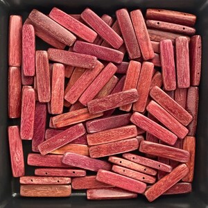 長方形セクションバー天然木ビーズ無着色ニス仕上げ手作り35 mm x 9 mmビーズジュエリー作りDIY用サプライSB37 - 10個