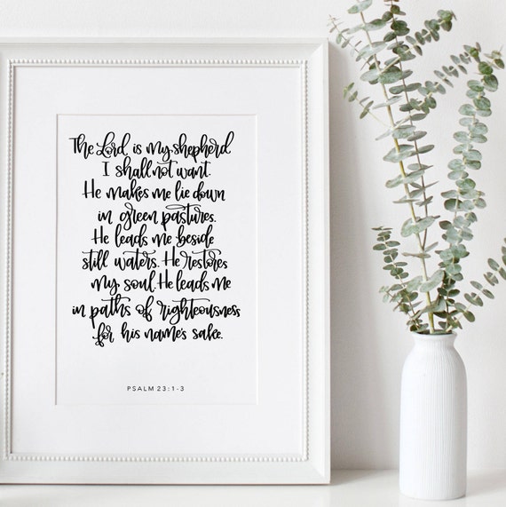 The Lord Is My Shepherd Wall Art A4 Unframed Psalm 23 Poster Kids Nursery Bible Verse