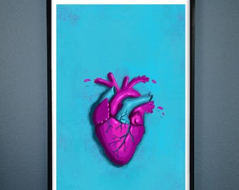 Colorful Painting of an Anatomical Heart