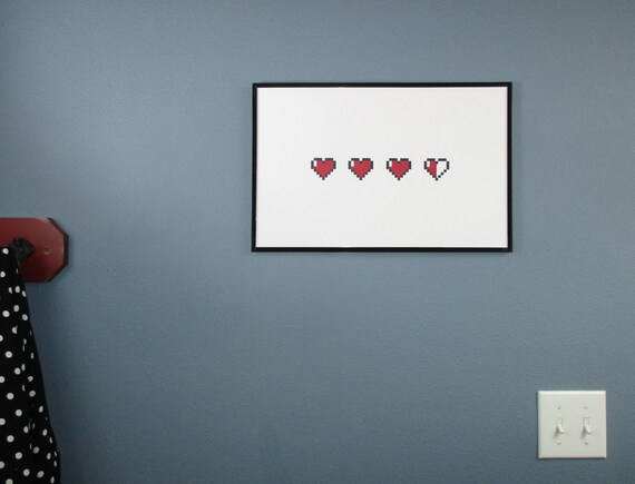 Digital Download 8 Bit Hearts Poster Inspired By Classic Video Etsy
