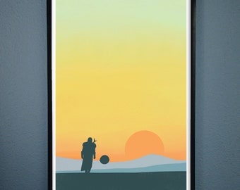 Minimalist Poster of The Mandalorian and Baby Yoda