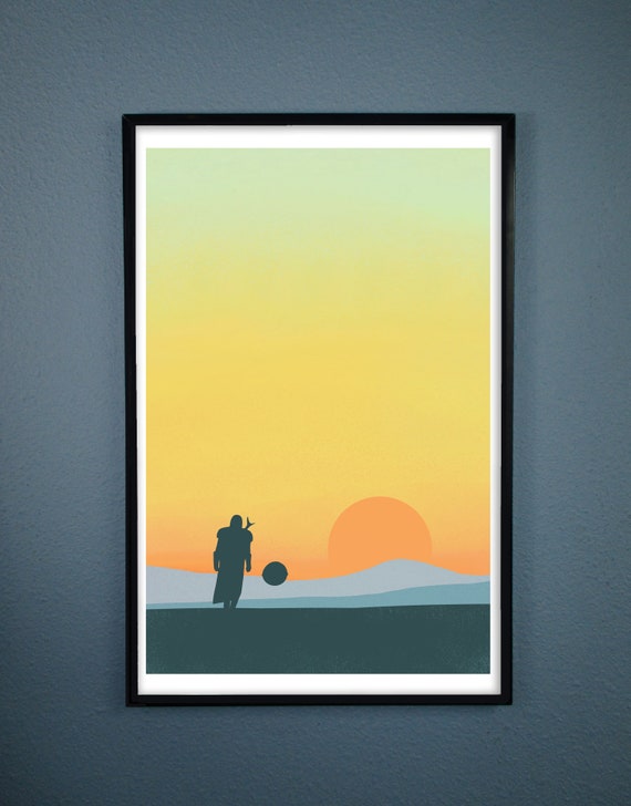 Minimalist Poster of The Mandalorian and Baby Yoda Christmas Gift