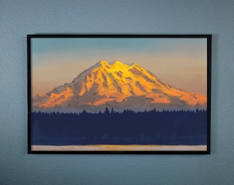 Painting of Mt. Rainier at Sunset