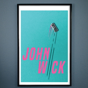 Minimalist John Wick Poster - For Keanu Reeves and John Wick Fans! Features his Classic 1969 Ford Mustang BOSS 429.